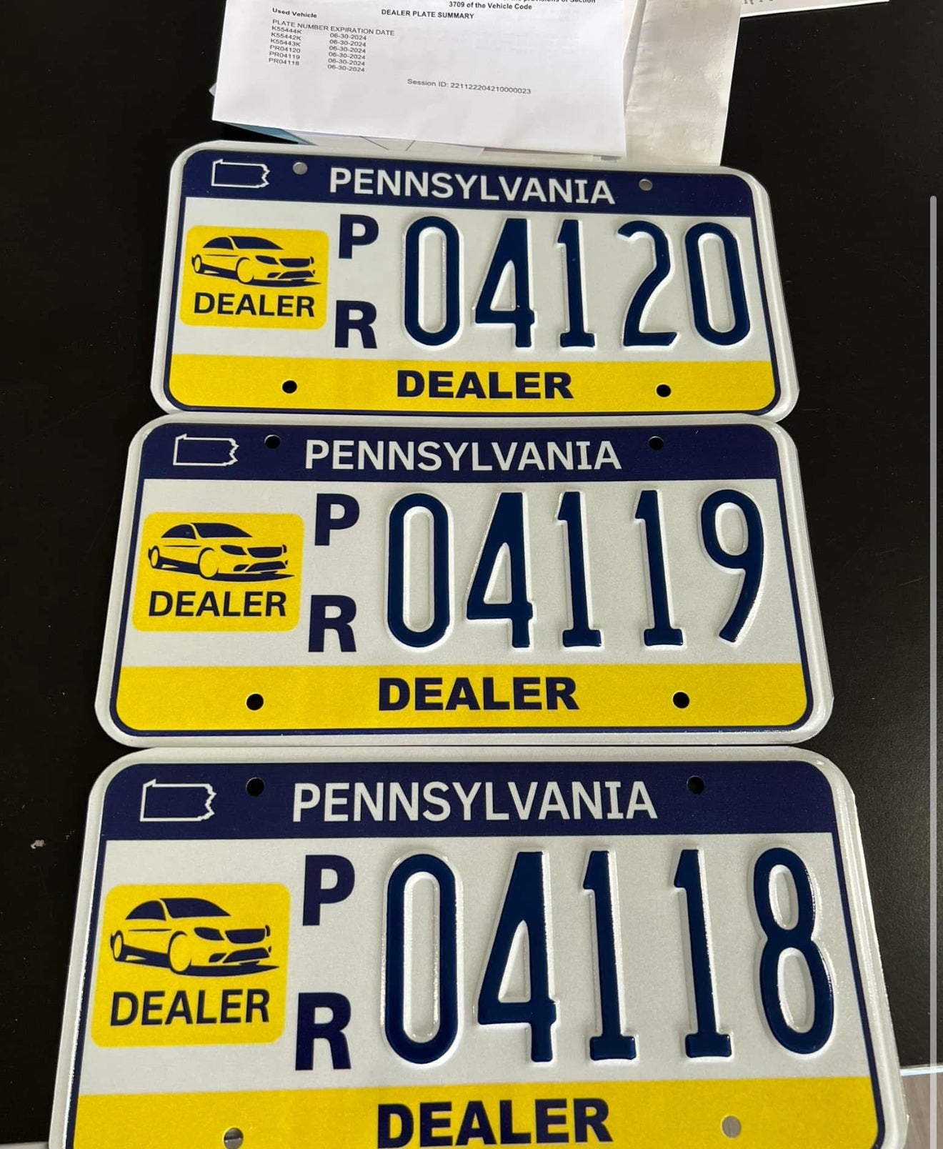 PENNSYLVANIA DEALER PLATE 12 MONTH